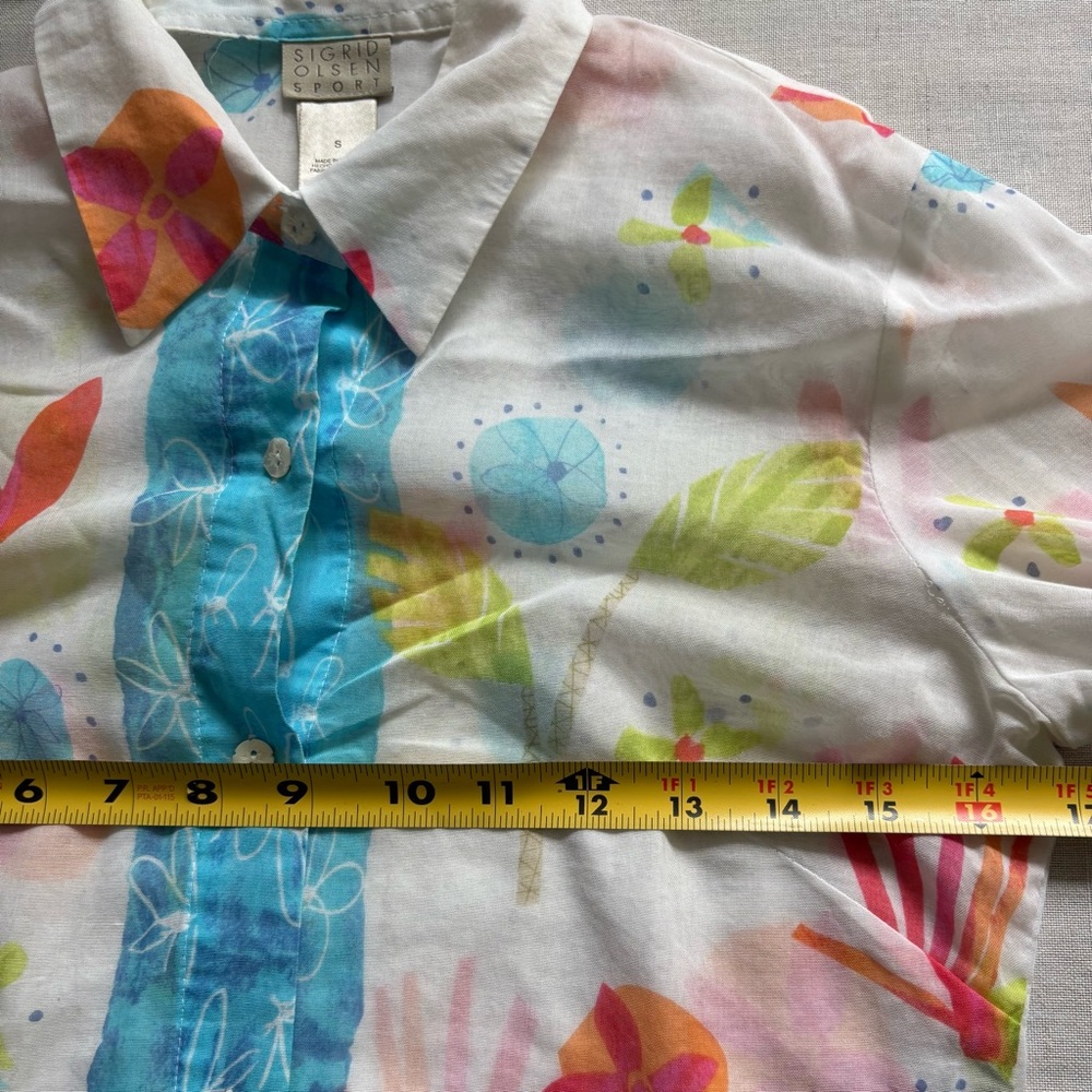 Sigrid Olsen Sport Maui Waves Floral Shirts Women’s Small S - Picture 5 of 6